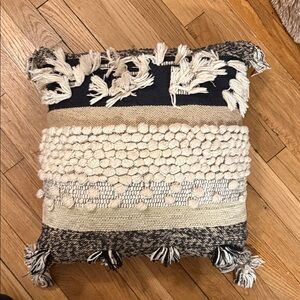 Anthropologie Black and Cream Textured Accent Pillow